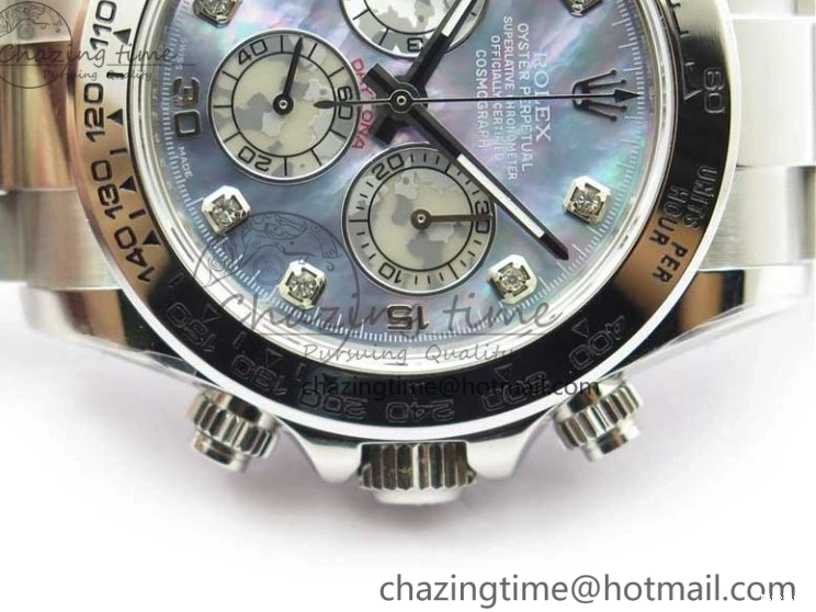 MiroTime 0319 TechFriendly Daytona 116520 SS UBF Best Edition Ice Blue MOP Crystal Markers Dial on SS Bracelet A 2938